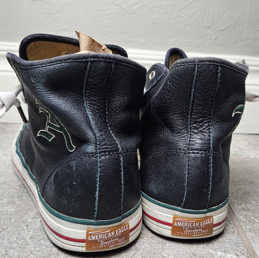 [AMERICAN EAGLE OUTFITTERS] Dark Blue Leather High-Top Sneakers Men's《10》 - Picture 6 of 15